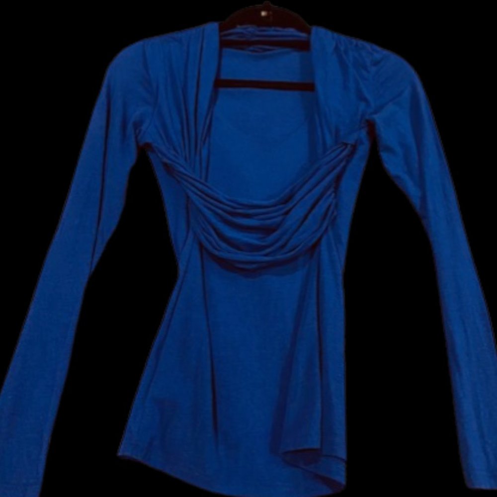 W by Worth Gem Blue Long Sleeve Knit Tee